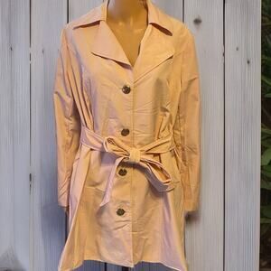 Y2K Totes Trench Coat Jacket Lightweight Women Size M Pink Waist Tie Old Money